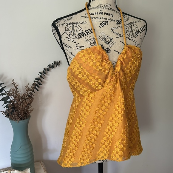 NWT Anthropologie Sachin & Babi Mustard Clip Dot Halter Top Women's size 4 - Picture 3 of 8